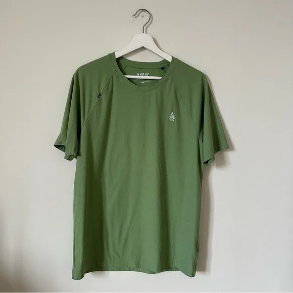RHONE Reign Campsite Green Heather Short Sleeve Performance T-Shirt Size M - Picture 2 of 10